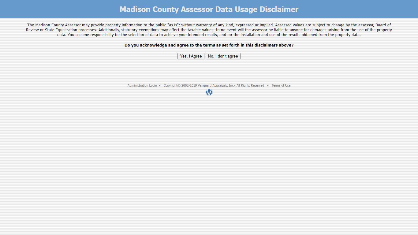 Madison County Assessor Data Usage Disclaimer